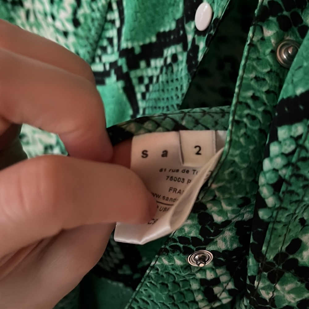 Silk Green Python Button Down Blouse - image 5